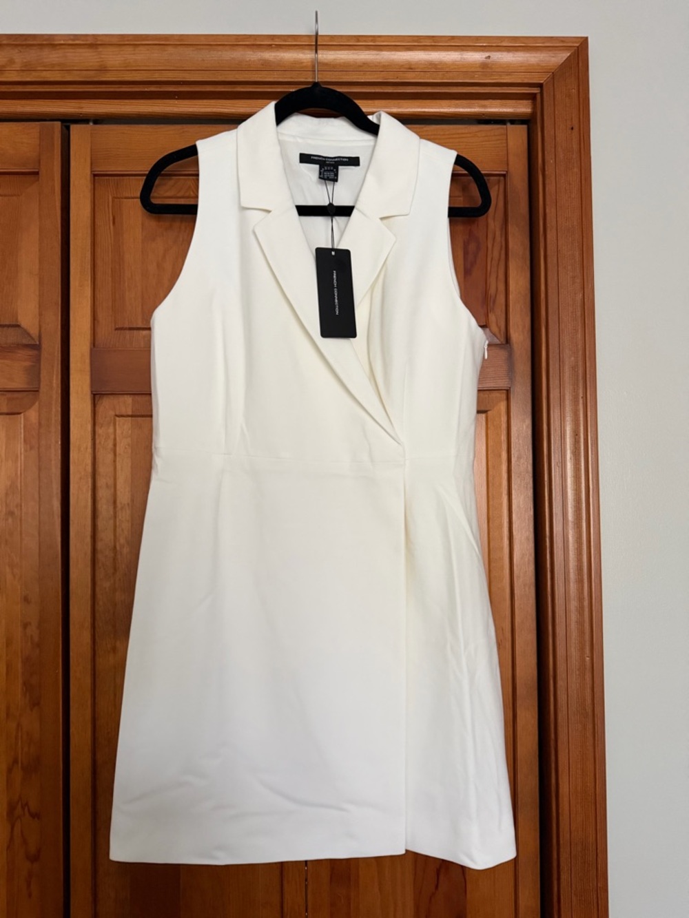 NWT - French Connection - Cream Sleeveless Wrap-Front Mini Dress